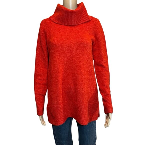 Loft Women’s Sweater Turtleneck  Red Small Size Long Sleeves Tunic - Picture 1 of 8